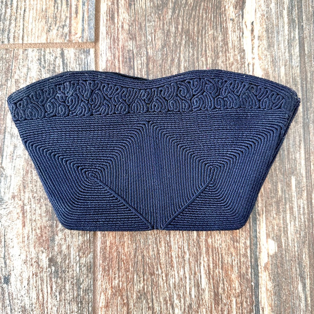 Vintage navy corde clutch